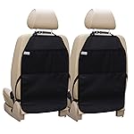 Viaviat Car Seat Protector Large Kick Mat 2 Pack Durable Water Resistant Auto Seat Back Covers with 2 Mesh Pockets Protection Against Dust Mud Scratches (Black, 2-Pack)