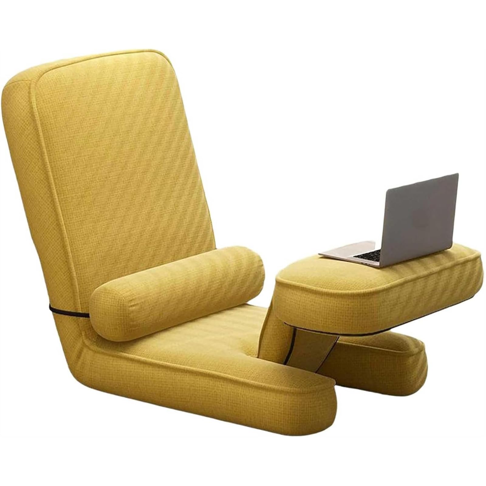 Silla De Suelo,con Respaldo,Soporte Reclinable Ajustable Y Plegable,PortáTil para MeditacióN,Silla En 15 Posiciones,Lectura RelajacióN,Asiento Interiores,Apto Adultos NiñOs(Color:Yellow)