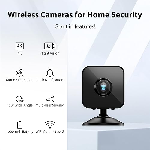 Miniatura 2 de Mini cámara 4K, cámara inalámbrica WiFi, pequeña cámara portátil HD para niñera con detección de movimiento, almacenamiento en la nube y SD, micro
