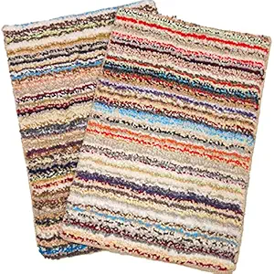 Magic Home Bathroom Door Mats, Anti Slip, Water Soak, Size 40x60 cm, (Assorted) Pack of 2, Microfiber