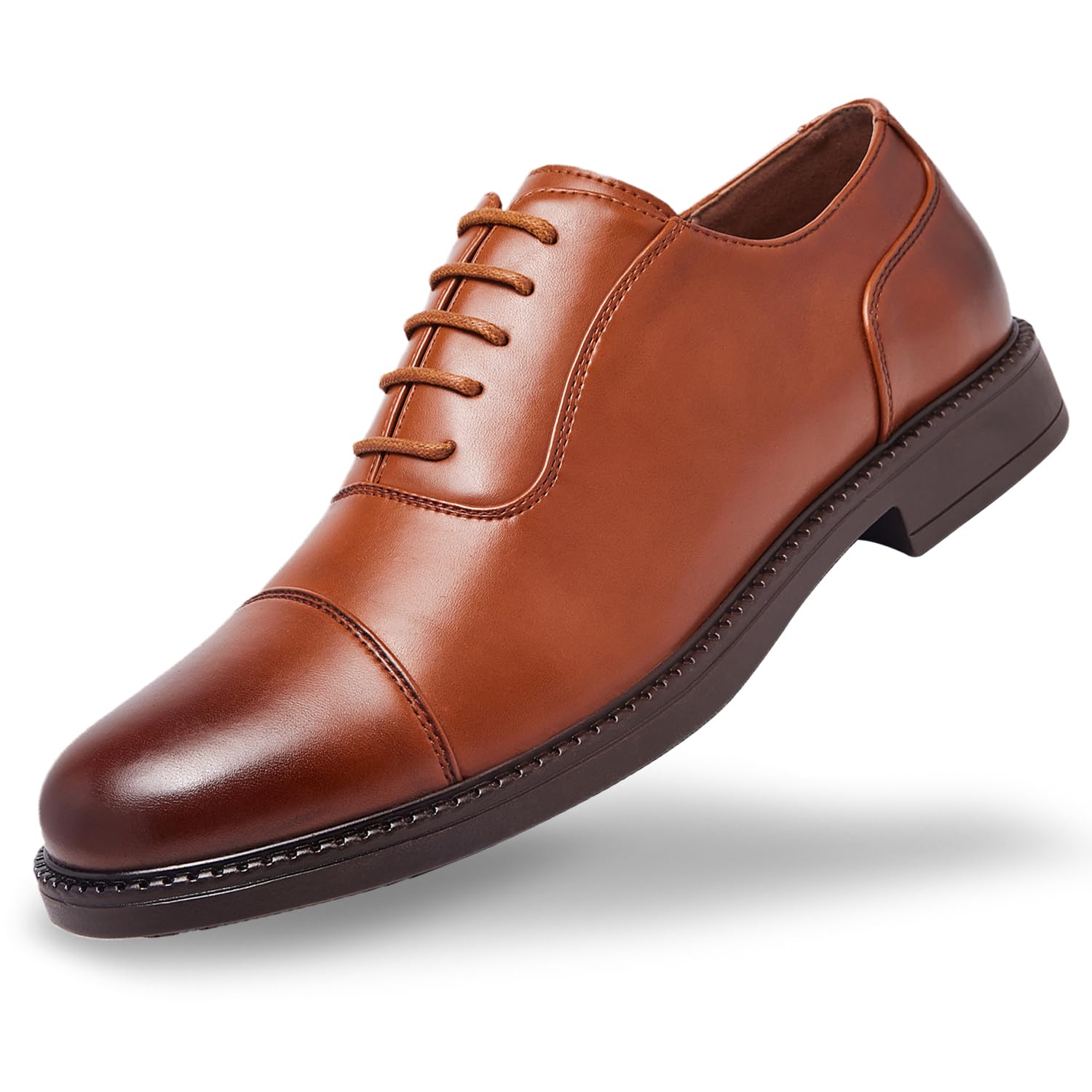 SILENTCARE Mens Brown Dress Shoes Formal Oxford Business Comfortable Classic Lace Up Shoes