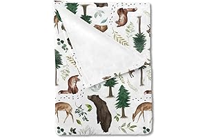 Woodland Forest Animals Baby Blanket Boys Gift - Pine Tree Bear Fox...