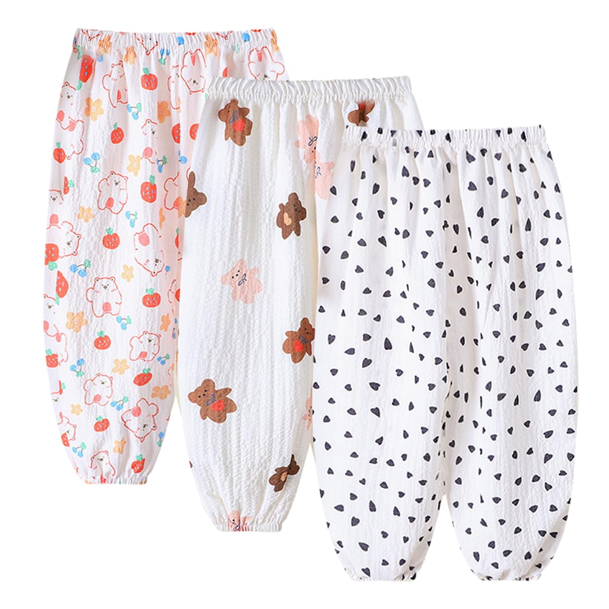 Lot De 3 Pantalons Bloomers Légers Bébé Enfant 6 Mois à 10 Ans - Joggers Élastiques Été Garçon Fille