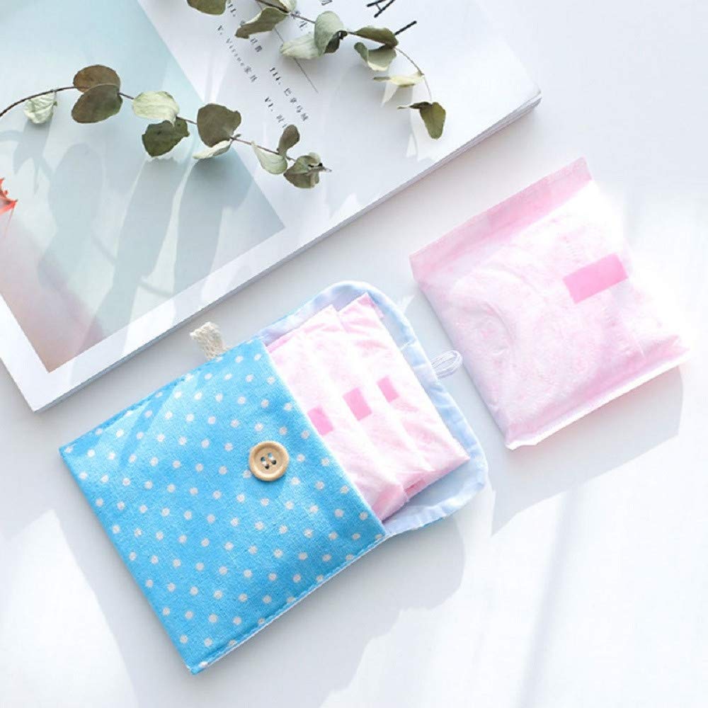 ELECTROPRIME Fresh Cotton Linen Sanitary Pad Pouch Japanese Fabric Cute Wei Sheng Mian Bao Aunt Towel Storage Bag