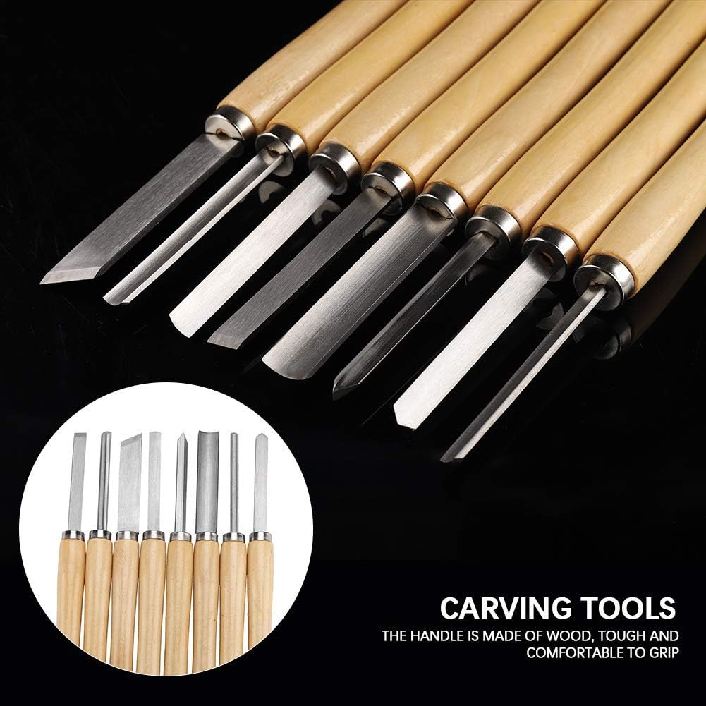 Ensemble de 8 Ciseaux de Tournage sur Bois HSS, Outils de Tour à Bois pour Bois Dur