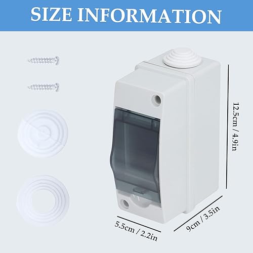 Miniatura 2 de Caja de protección de distribución, 4.9 x 2.2 x 3.5 pulgadas, cubierta transparente impermeable IP66, 2 rieles DIN, caja de conexiones de