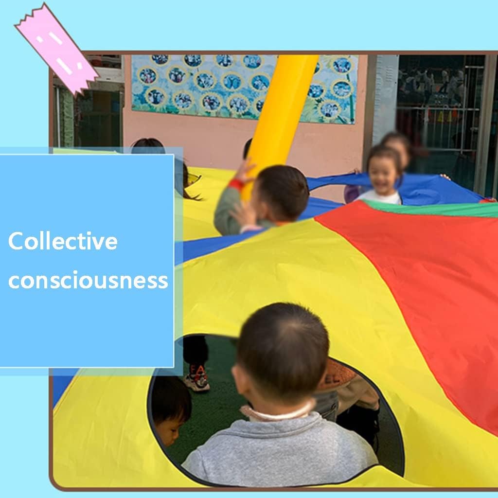Play Parachute, Play Parachute Children Rainbow Parachute with Handles for Children Gymnastics Cooperative Play Outdoor Playground Activities