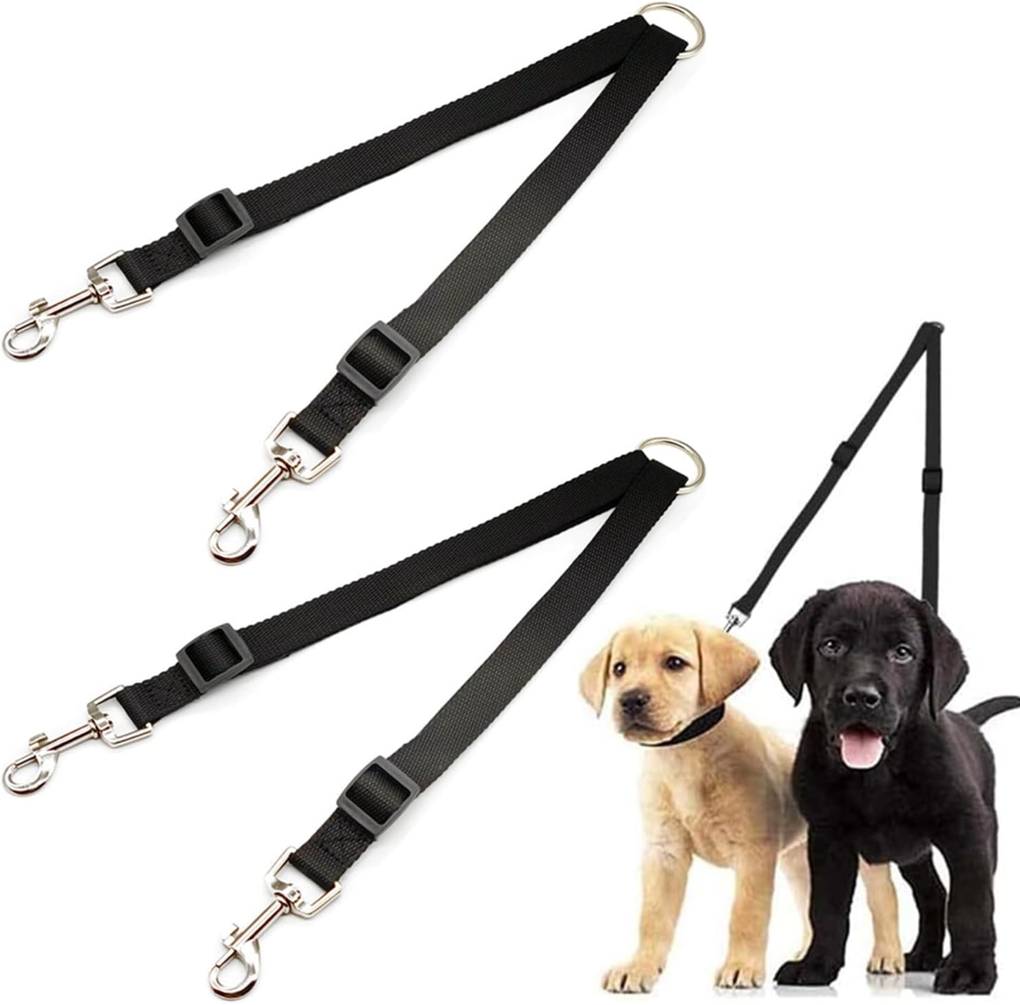 Adjustable Double Pet Trainer Leash, 2Pcs Double Pet Trainer Leash No Tangle Double Dog Dual Splitter Walking Trainer Leash, No Tangle Double Dog Distributor Lead Double No Tangle Dog Leash for Pet