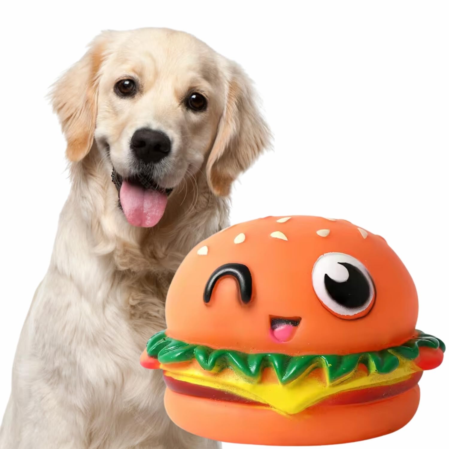 Western Era Wink Burger Squeaky Toy -Interactive Plush Toy, Unleash Fun in Your Furry Friend, Buddy for Dogs & Cats, Perfect for Playtime, Chew Time, Cuddle Time, Long-Lasting for Your Beloved Pet