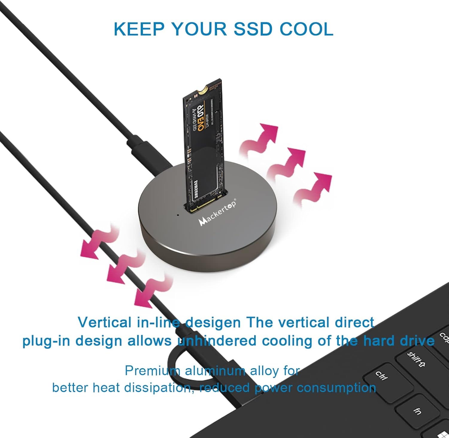 M.2 NVMe & SATA to USB C Docking Station, SSD Reader Adapter for 2280 2260 2242 2230 Enclosure, Fits Both M.2 (M Key, B+M Key) NVMe and SATA NGFF SSDs Aluminum Alloy
