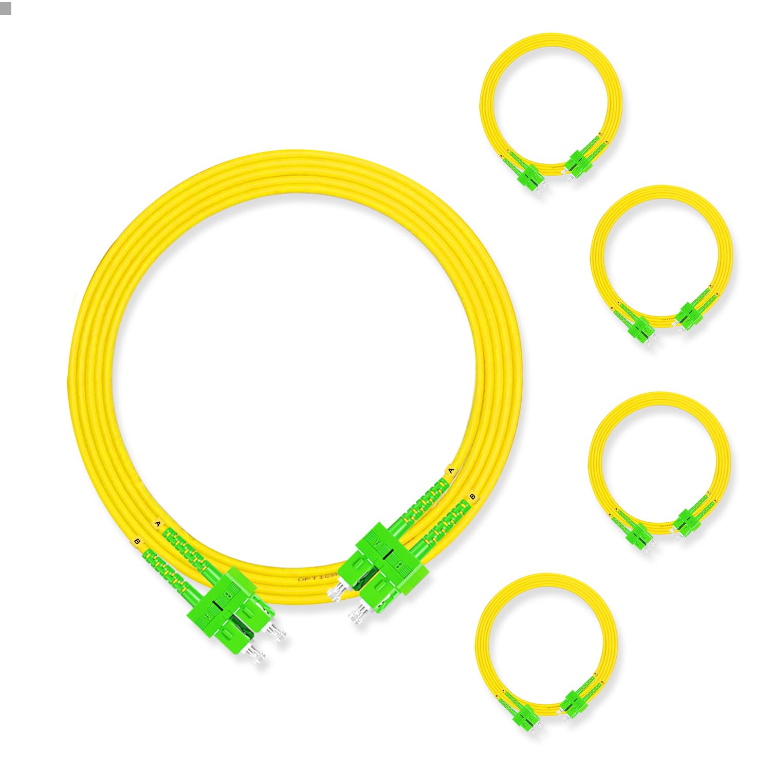 5Pcs 3 Meter Fiber Optic Patch Cord SC APC to SC APC, Duplex Single Mode Fiber Cable Jumper OS2 G652D 9/125μm, 1310nm/1550nm LSZH 3.0mm