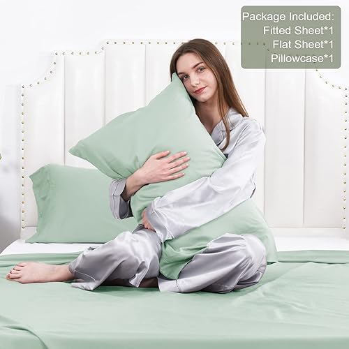Miniatura 3 de David's Home Juego de sábanas refrescantes de 100% rayón derivado de bambú, sedosas de lujo, suaves y transpirables para personas que duermen con
