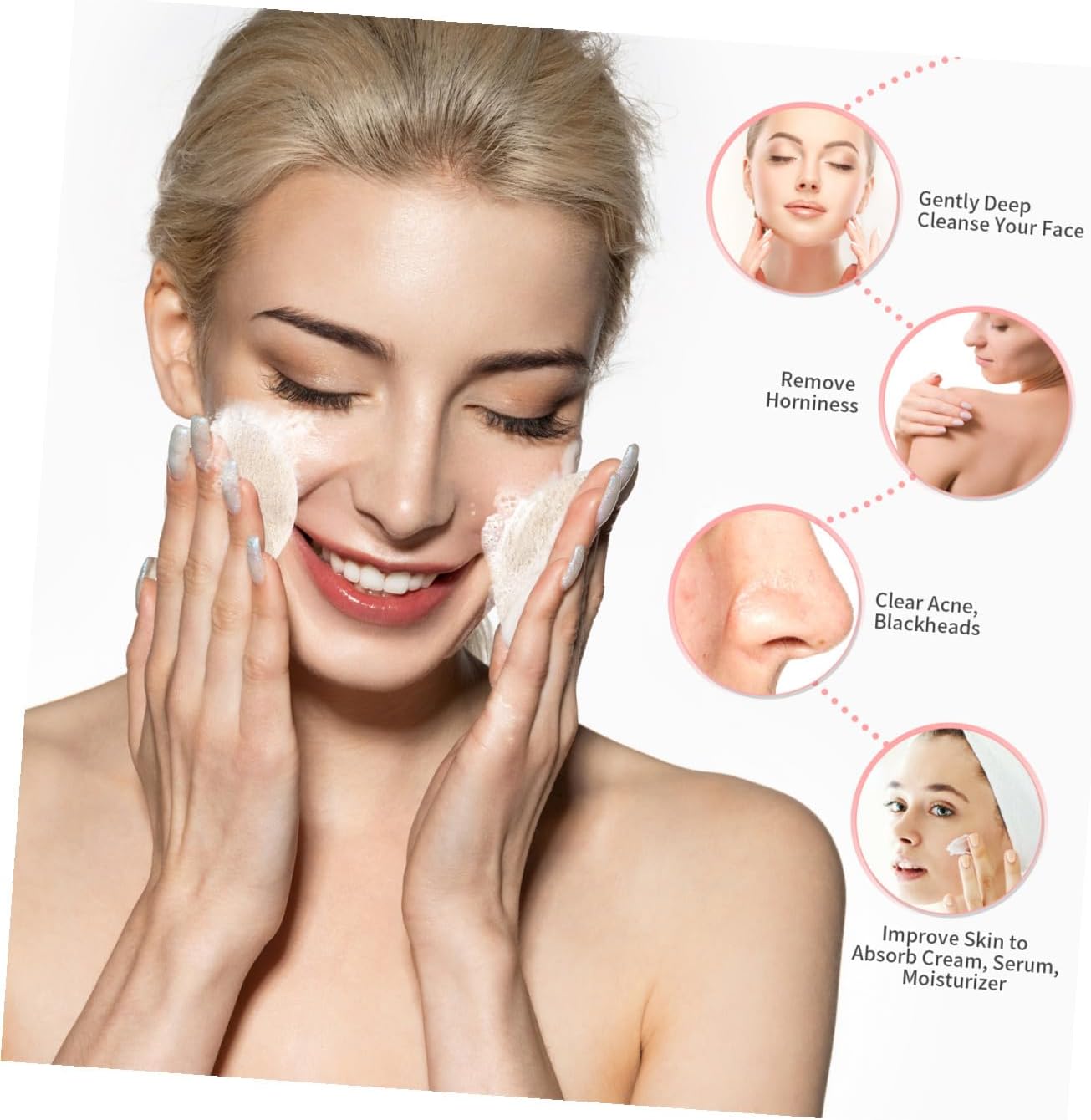 100Pcs Loofah Face Pads Exfoliating Loofah Sponges Exfoliating Face Scrubber Makeup Remover Reusable Soft Facial Skin Care Scrub Wash Pads