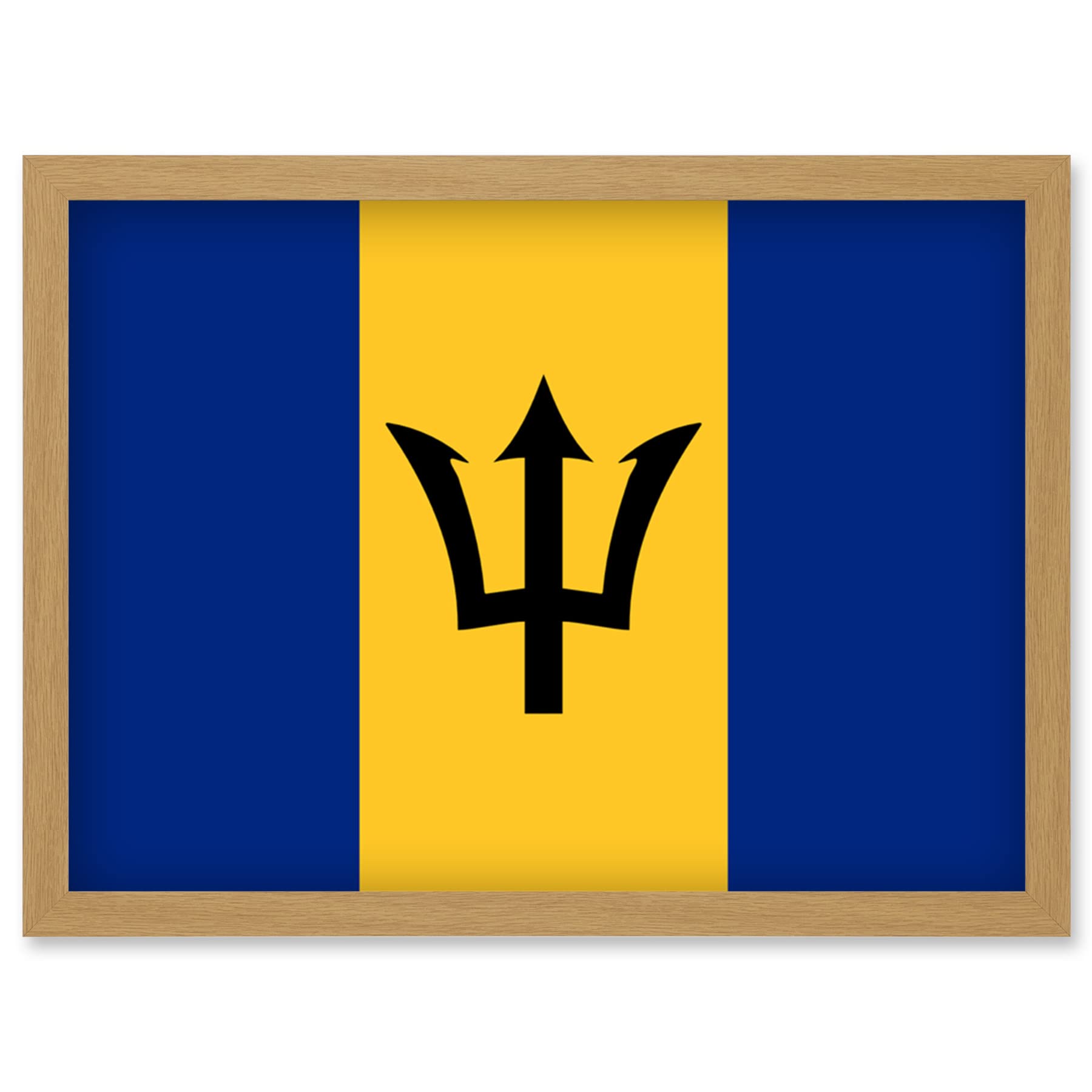 Artery8 Barbados National Flag Patriotic Vexillology World Flags Country Region Poster Artwork Framed Wall Art Print A4