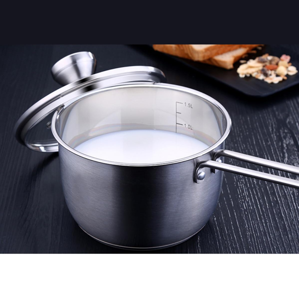 Edelstahl Stieltopf mit Deckel und Dampfgarer Ergonomisches Design 16cm Multifunktions Kochtopf für Babybrei und Instant Nudeln für Zuhause und Outdoor