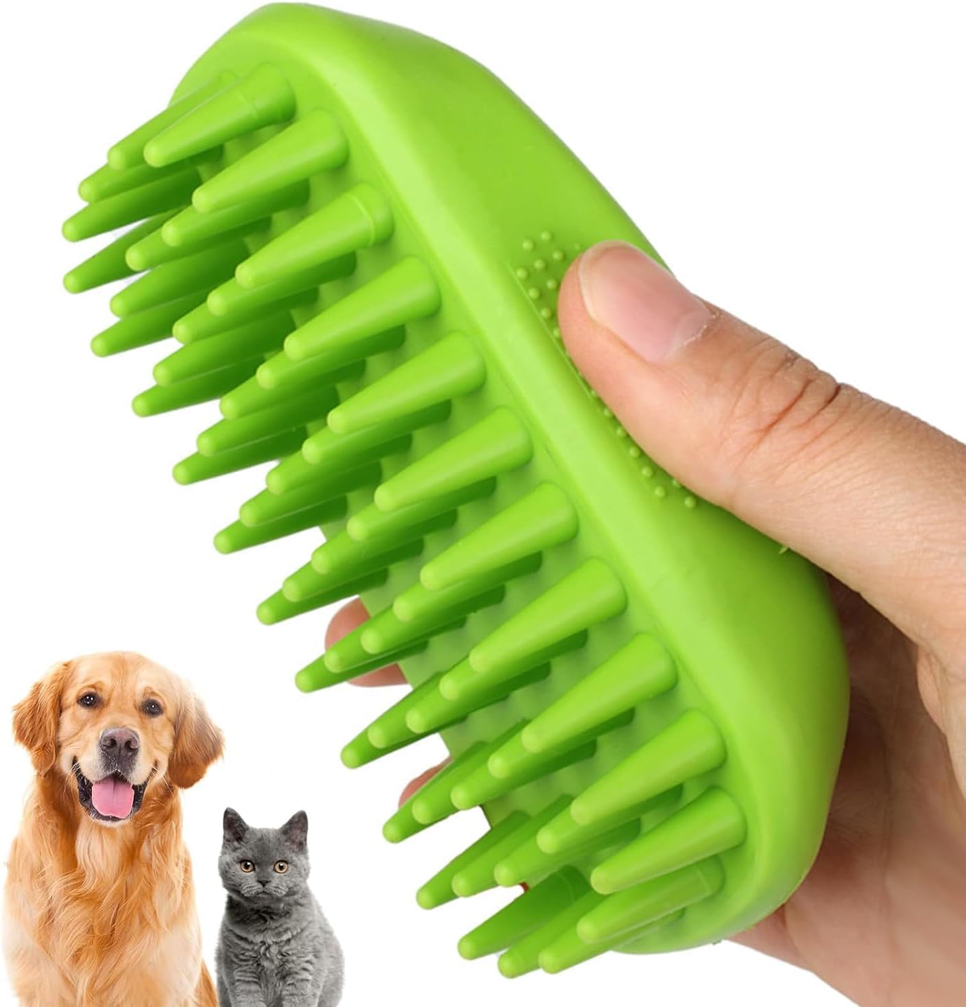 Pet Silicone Shampoo Brush for Long & Short Hair Medium Large Pets Dogs Cats,Shower Wash Curry Brush,Dog hair Products Accessories Dog Back Massage for Long & Short Hair Small Large Pets Dogs(Green)