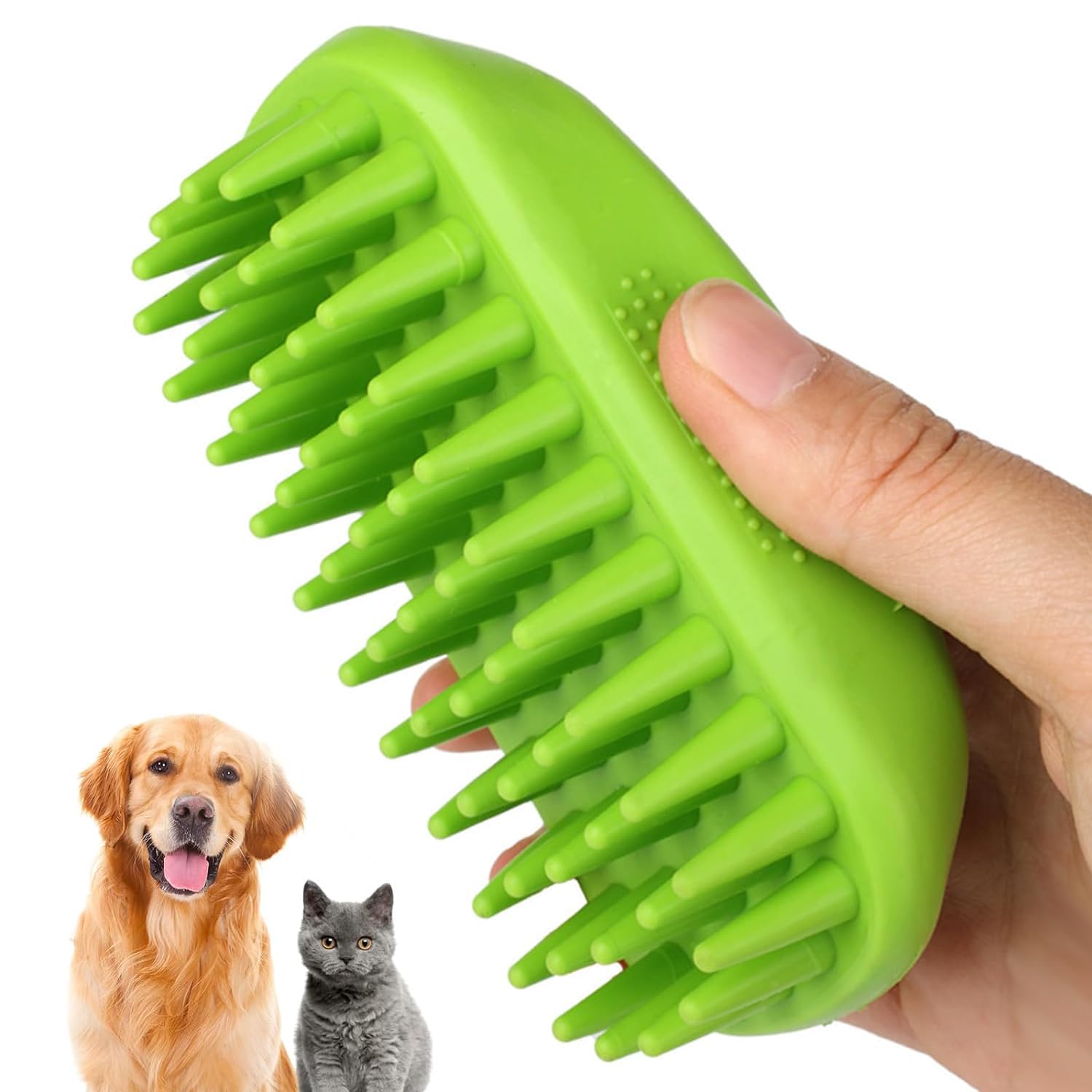 Pet Silicone Shampoo Brush for Long & Short Hair Medium Large Pets Dogs Cats,Shower Wash Curry Brush,Dog hair Products Accessories Dog Back Massage for Long & Short Hair Small Large Pets Dogs(Green)
