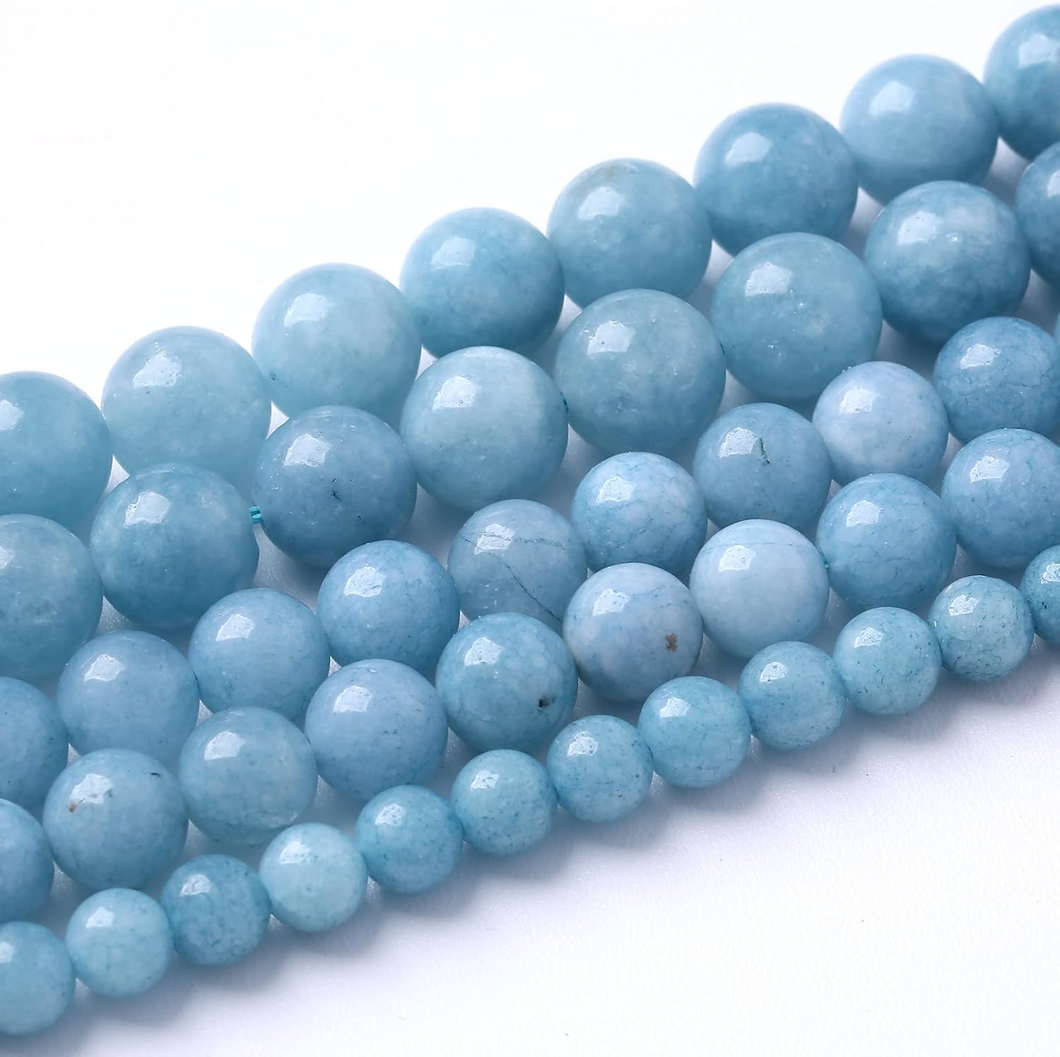 60Pcs 6mm Natural Blue Chalcedony Jades Beads for Jewelry Making Aquamarine Jades Energy Stone Healing Beads DIY Bracelet Necklace 15" 1 Strand Blue Chalcedony Jades 6mm