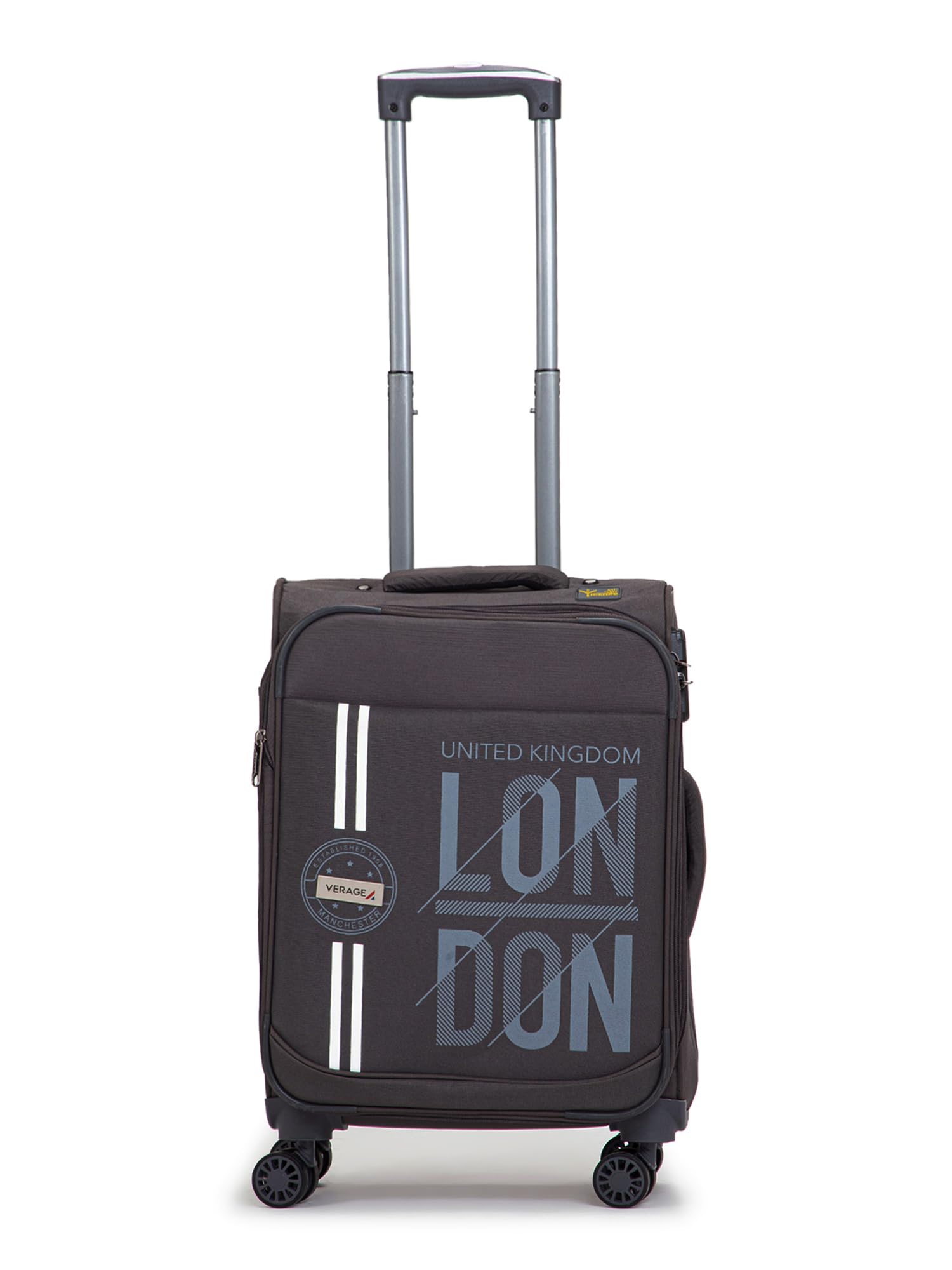 Verage V Lite - Nevada 20"/ 59 cms Soft-Sided Cabin Size Carry-On Expandable Suitcase 8 Wheels Spinner Luggage Trolley Bag (Grey)