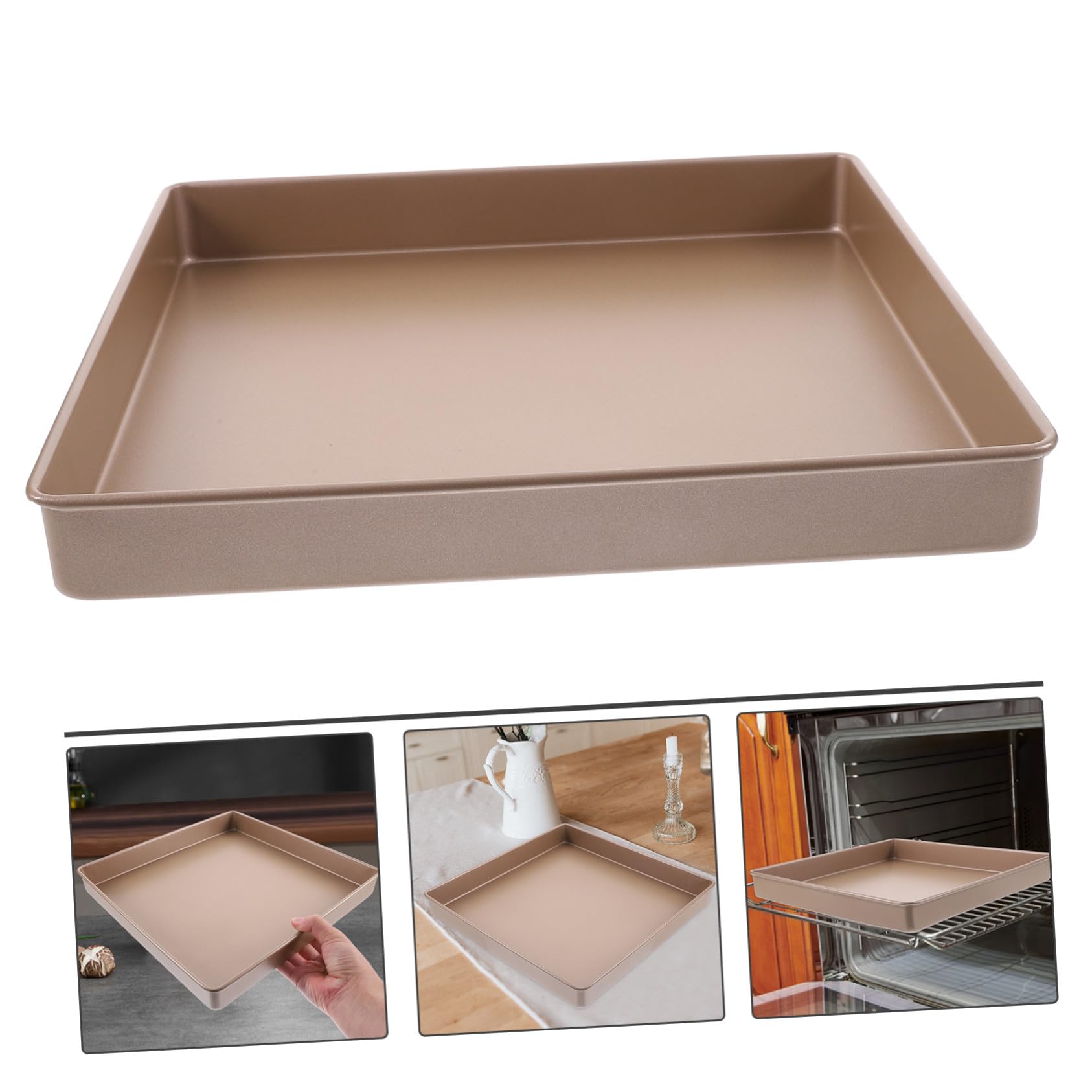 Zerodeko Backblech für Backofen Quadratische Kuchenform Antihaftbeschichtete Backform Kleine Bratform Ofenform aus Kohlenstoffstahl