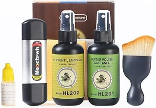 Guitar Cleaning Kit, Fretboard Lemon Oil, Polish and Oil Care, Guitar String Cleaner Tool Brush String, Fret Care, Cleaning Brush & Cleaning Cloth, Extends Fretboard and String Life