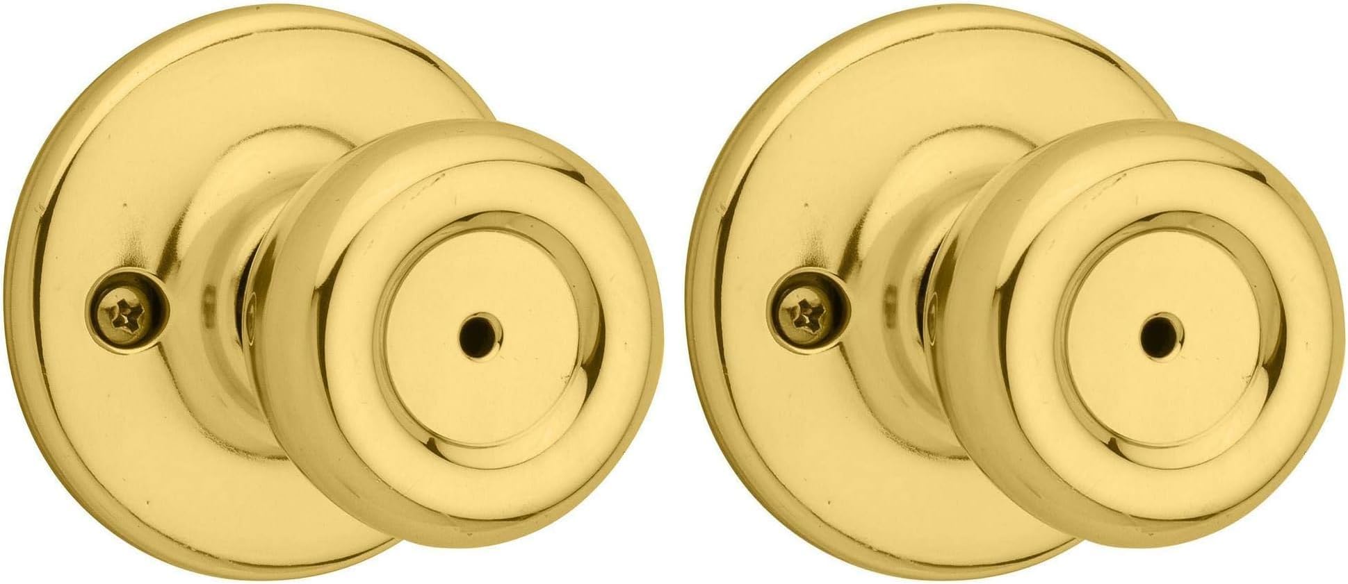 Kwikset 93001-923 Tylo Privacy Bed/Bath Knob in Polished Brass (Pack of 2)