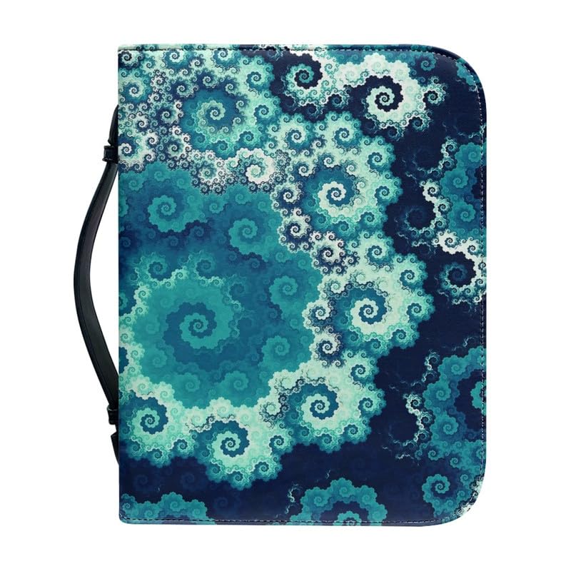 Garronmavis Blue Spiral Pixel Painting Zippered Bible Case for Women Swirl Marble Bible Carrier Aesthetic Art Bible Holder Bags - L — image 1