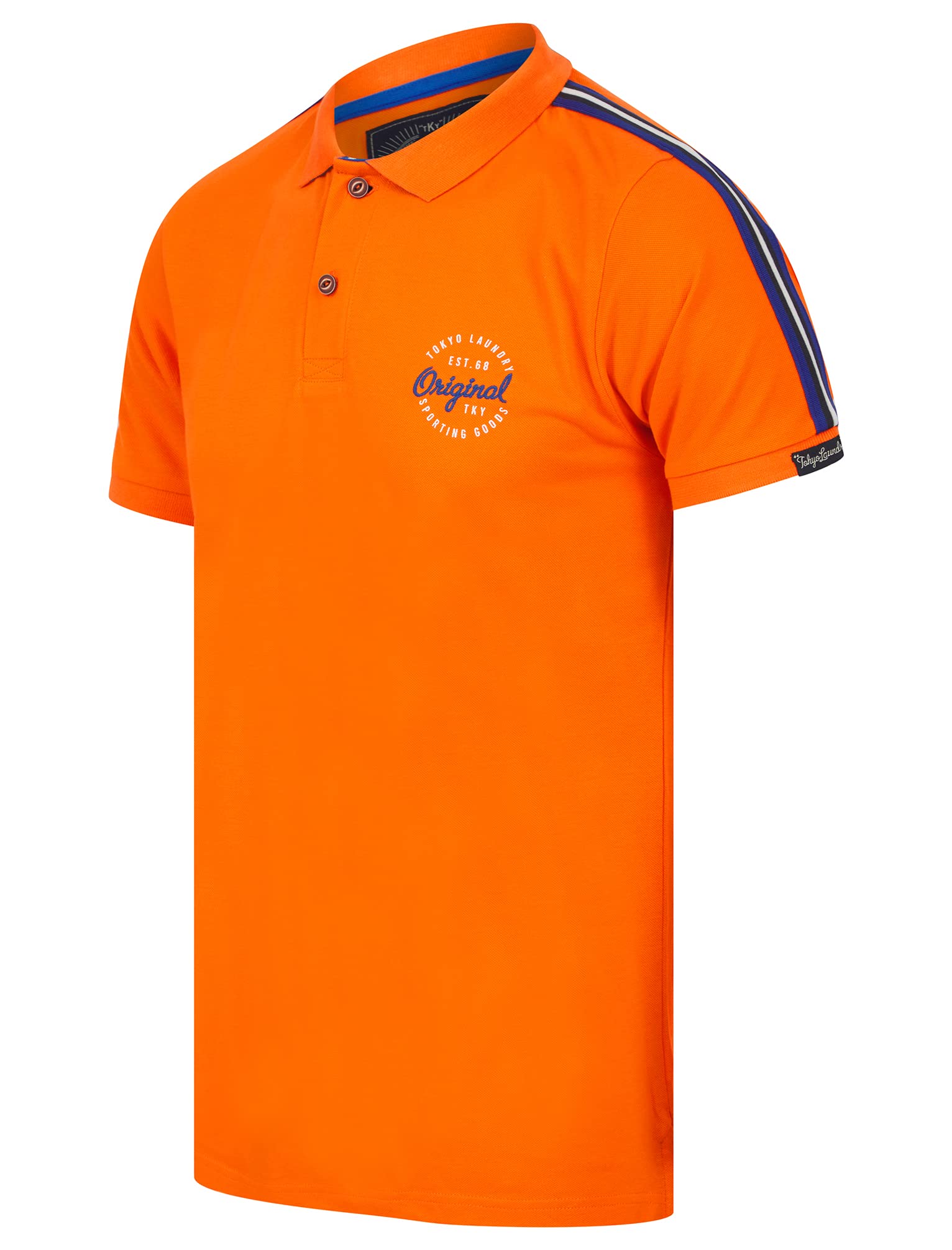 Tokyo Laundry Men's Tape - Orange Tape Cotton Pique Polo Shirt