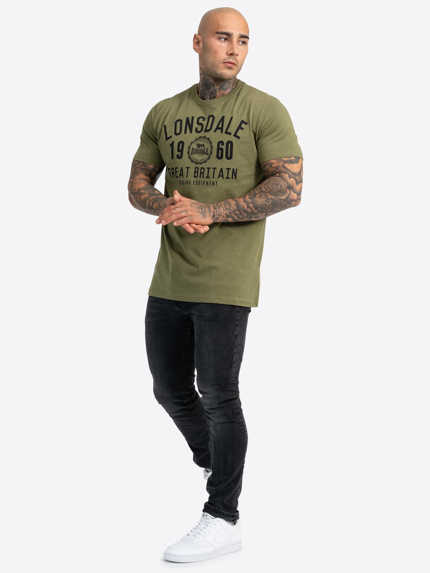Lonsdale Herren T-Shirt Normale Passform Doppelpack Bangor
