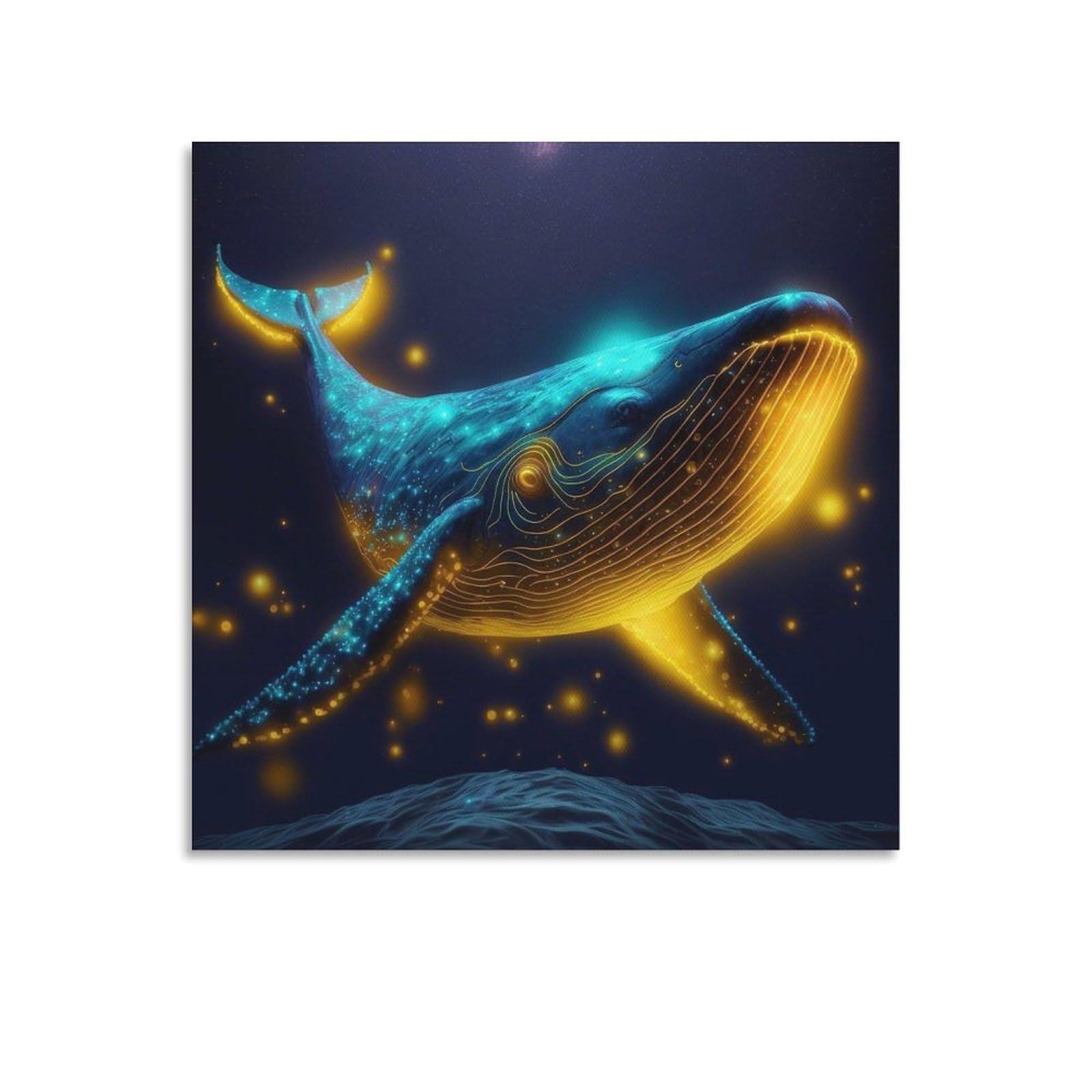 カラフルなクジラの絵画原画　キャンバスアート　現代アート　動物画 A-155/24】動物画 くじら 絵画 キャンバス 真作 インテリア 作品