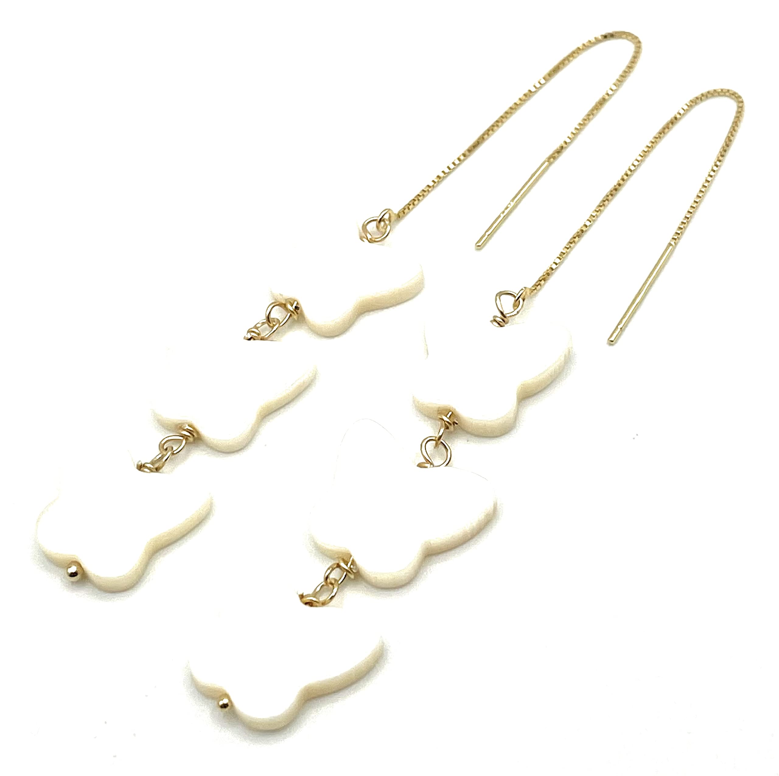 Orecchini con Farfalle in Madreperla Bianca, Pendenti a Filo Lunghi, Argento Oro Giallo, Gioielli Minimalisti, Bijoux Pietre Dure Naturali