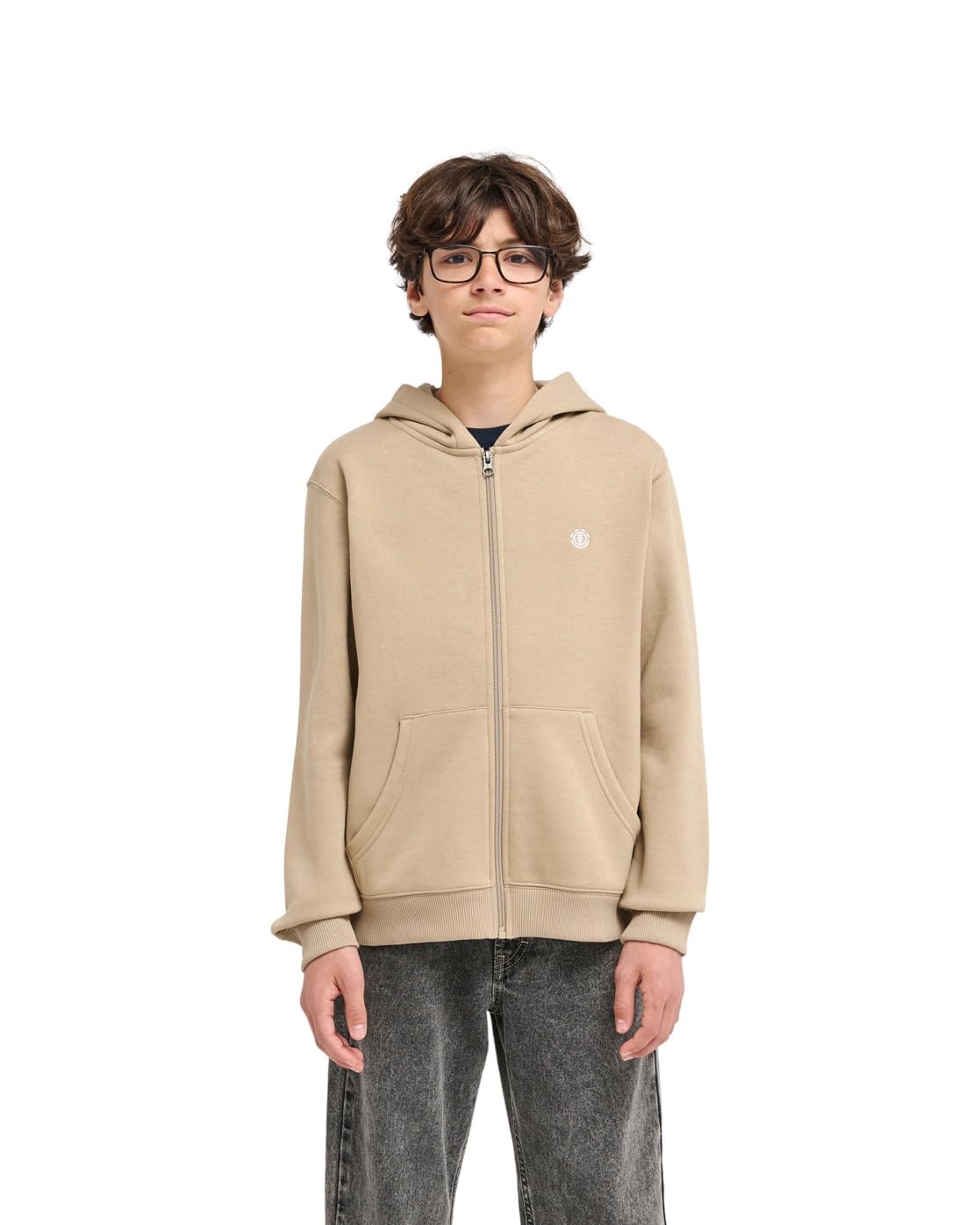 Element Zip-Up Hoodie ICON EMBROIDERY ZH Y Boys Beige