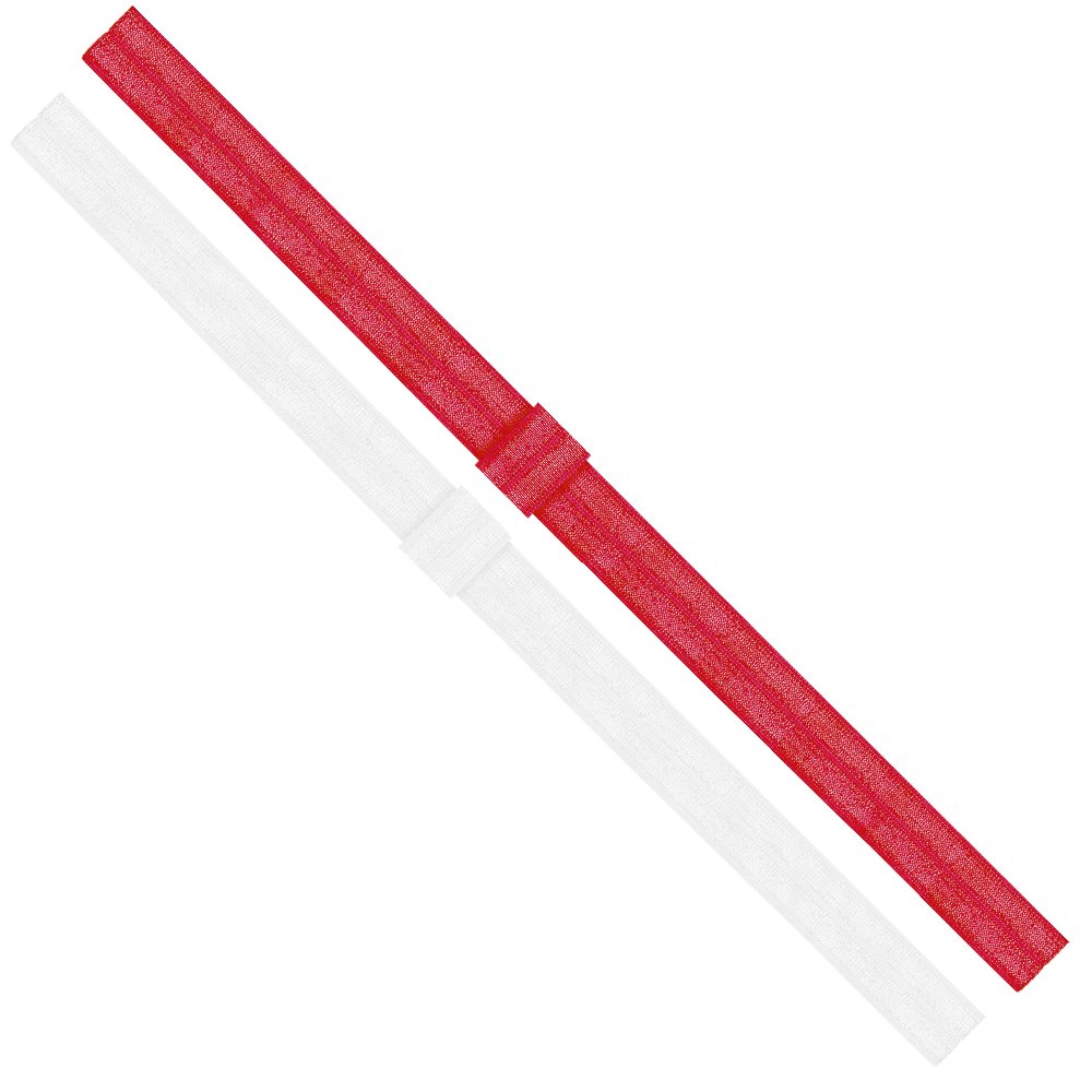 Wee Ones Baby Girls' Two Add-A-Bow Baby Elastic Head Bands - White and Red (6-24 Months)