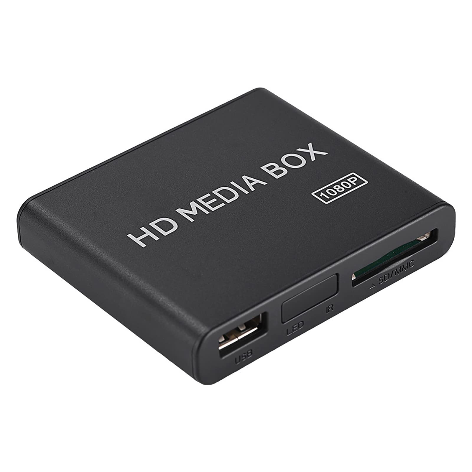 Reproductor Multimedia HD Full HD 1080P Mini Box Compatible con USB MMC RMVB MP3 AVI MKV con Salida AV para Entretenimiento en el Hogar de TV (Enchufe de la UE)