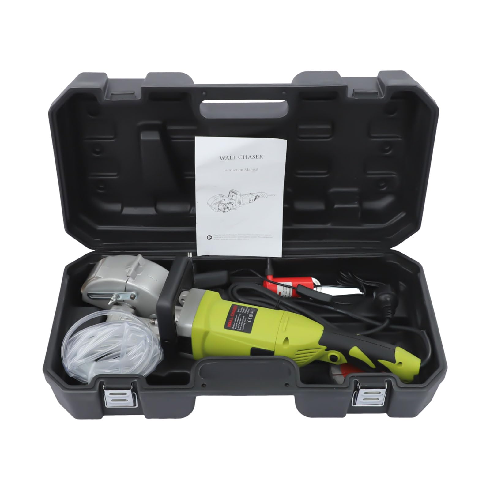 Fresa ranuradora de pared de 4000 W, 30 mm, 6500 rpm, 5 hojas | Ángulo de corte de 360°, hoja de 121 mm, ajuste de profundidad y anchura, con bomba de agua, manguera de 4 m, maletín