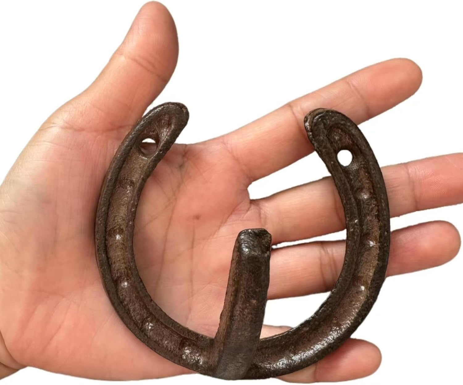 4 PCS Cast Iron Horseshoe Wall Hooks, Vintage Farmhouse Decorative Hooks for Coats, Hats&Towels, Heavy Duty Rustic Home Decor Coat Hooks