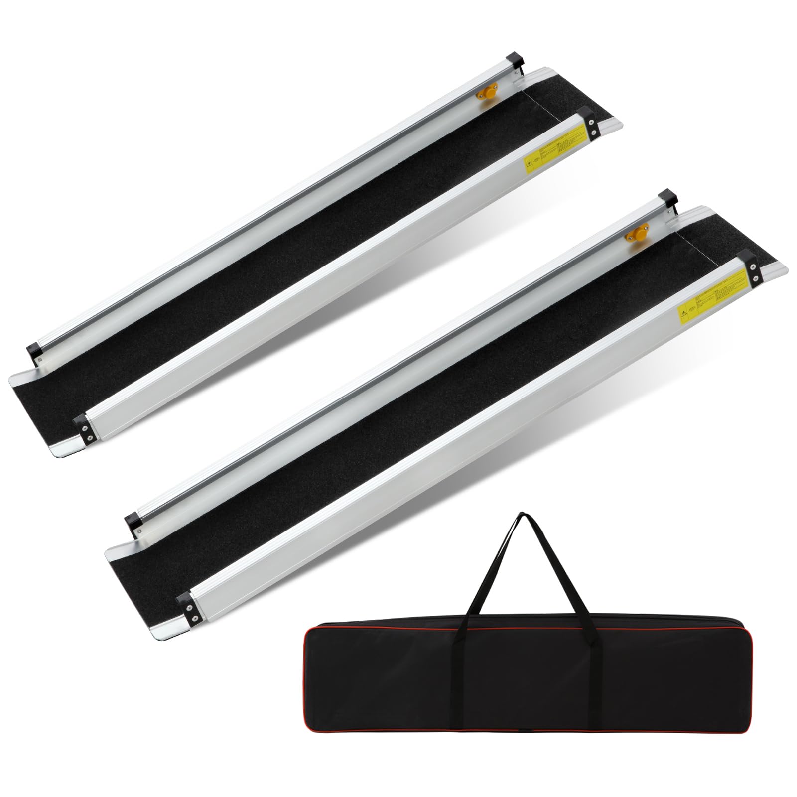 2 PCS Rampa para Silla de Ruedas, Rampa de Acceso de 90-152 cm, Capacidad de Carga de 272 kg, Rampas de Acceso Telescópicas de Longitud Ajustable para Sillas de Ruedas Antideslizantes