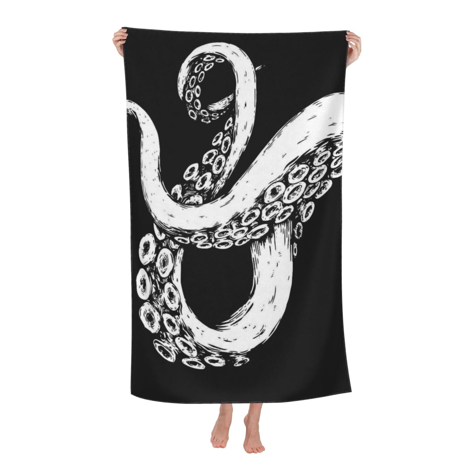 LSRCPD Beach Towel Tentacle Octopus Drawing Microfiber Beach Towels Blanket Oversized Tropical Big Extra Large XL Pool Towels Quick Dry Sandproof for Women Girls Kids