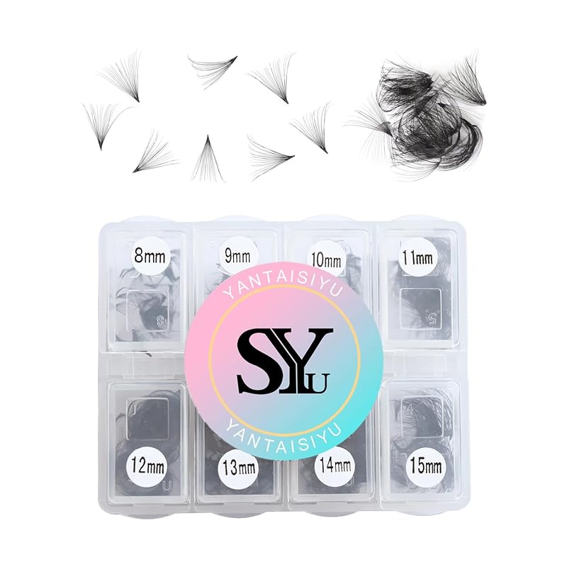 YANTAISIYU Extensões de Cílios em Leques Pré-montados 20D Curvatura D 8–15 mm, Base Fina, Pacote com 600