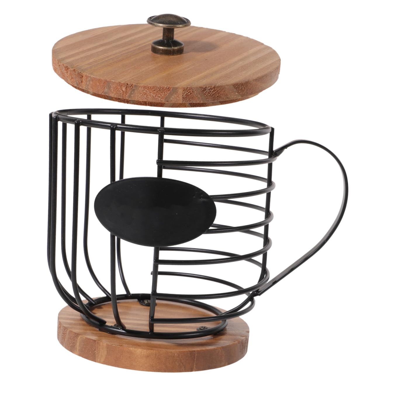 Amosfun Cesto Portaoggetti Resistente in Ferro e Legno a Forma di Tazza Capacità Portacapsule Caffè per Cucina e Casa