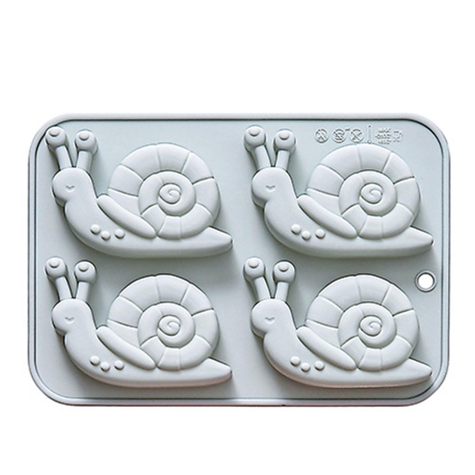 JAMIEKA 4 Cavities Snail Silicone Molds Food Grade Silicone Cake Molds for Making Candle Soap Ice Chocolate Cake Decoration