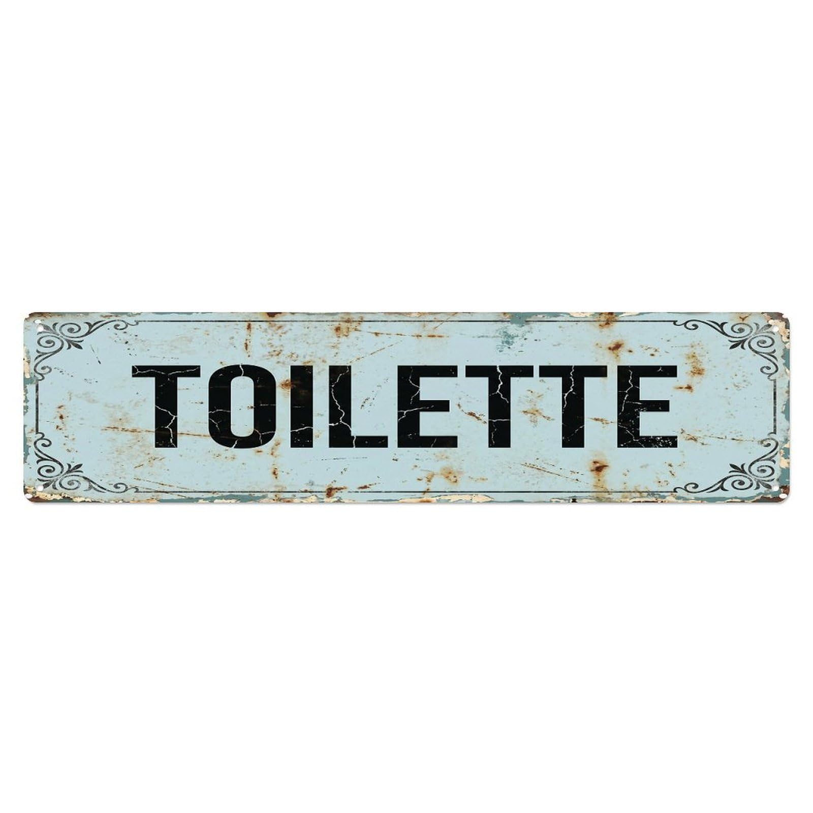 Retro Nostalgic Cafe Washroom 1 Toilet(WC) Door Metal Tin Sign Plaque Wall Decor for Cafe, Club Bar, Office, Home Garden Metal Poster 4x16Inch