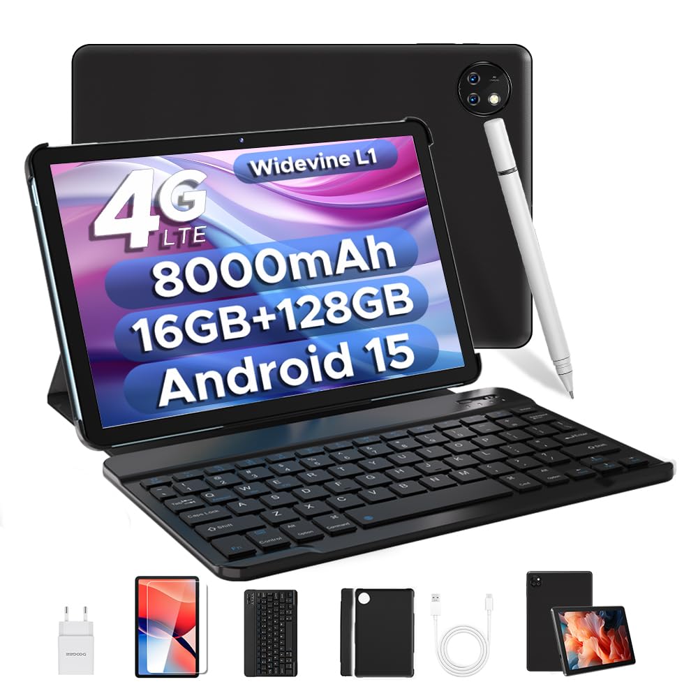 Android15 タブレット10.1インチ16GB+128GB DOOGEE DOOGEE T10W Android 15 Tablet 10 Zoll, Tablet mit SIM Card Slot