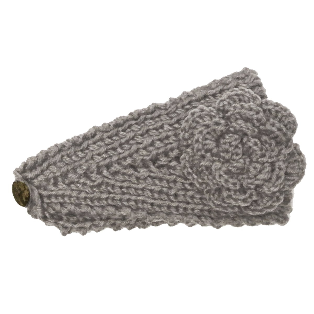 Wrapables Winter Hand Knit Floral Headband, Grey