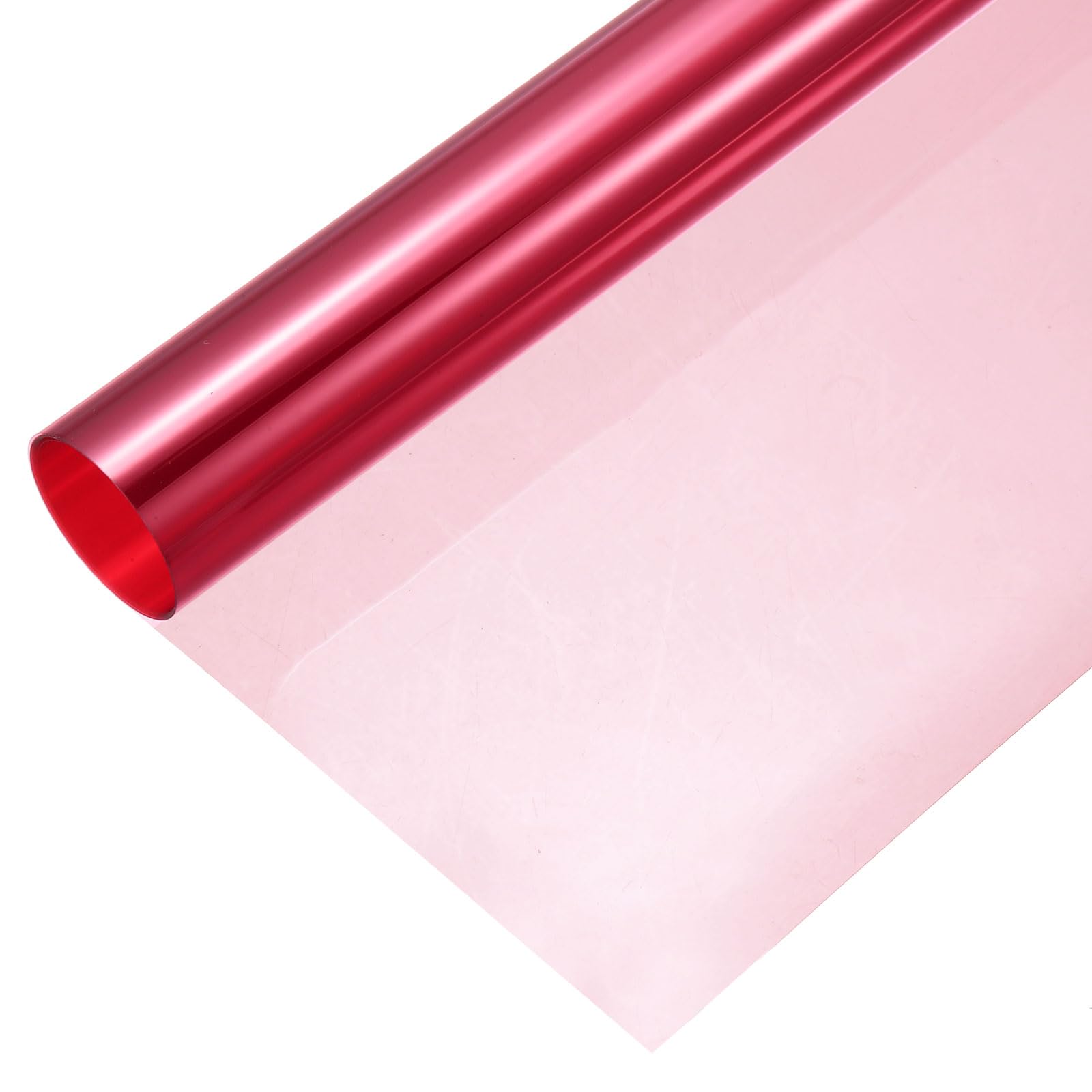 sourcing map Iridescent Window Film,60cm x 100cm Iridescent Holographic PVC Fabric Dichroic Film Clear Vinyl Paper Roll for DIY Craft Gift Wrapping Bag Decoration,Pink