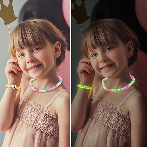 Miniatura 4 de DULEFUN Kit de fabricación de pulseras que brillan en la oscuridad, cuentas de poni que brillan en la oscuridad, cuentas de letras de corazón