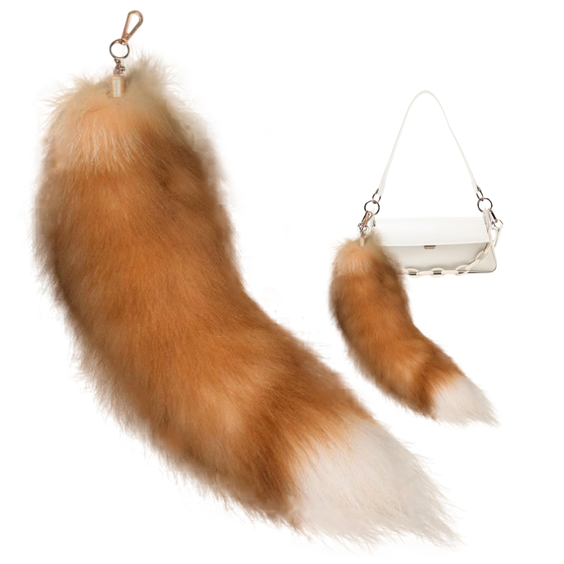 Maschera therian e coda finta in pelliccia, chiave portachiavi con coda di volpe e maschera di gatto o di lupo in cosplay, costume per Ognissanti e feste di Natale Decorazione di Halloween