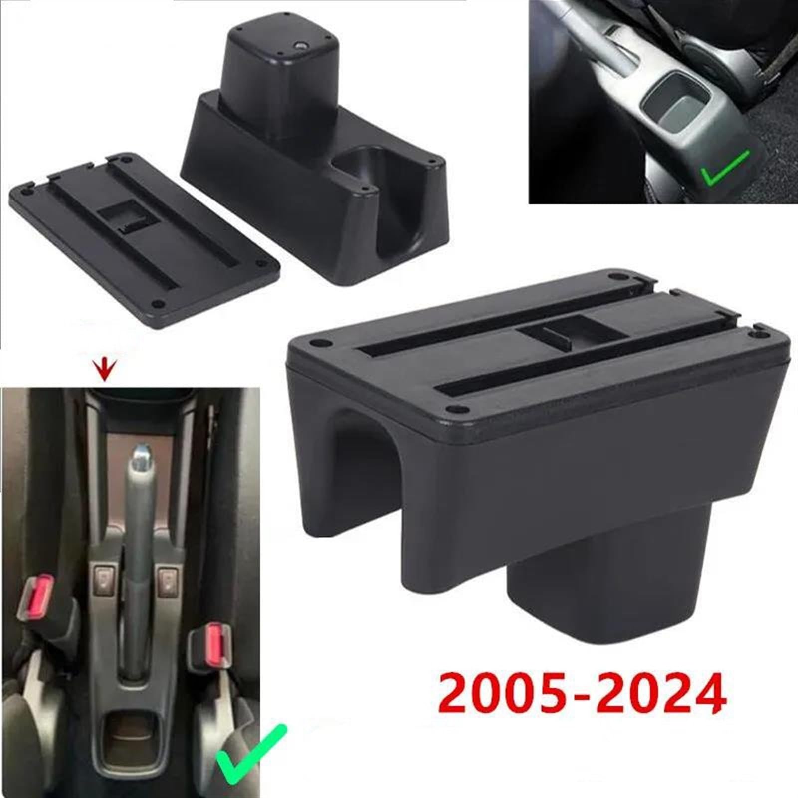 2005-2024 Scatola Bracciolo Con Supporto Multifunzionale Accessori Per La Modifica Degli Interni Dell'auto Cuscino In PU Per Swift Consolle centrale(F Black Red No USB)