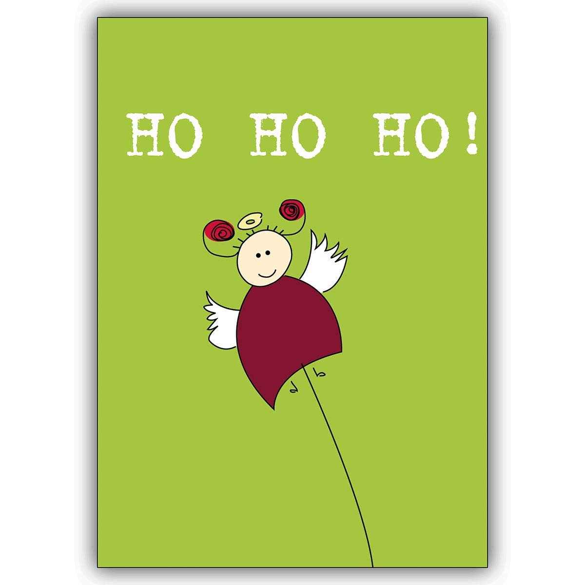 20er Set Komische stilvolle Weihnachtskarten mit lustigem Engelchen, mit ihrem Innendruck (Var2) drucken lassen, als Weihnachtsgruß, Neujahrskarte, Silvesterkarte geschäftlich & privat: Ho Ho Ho