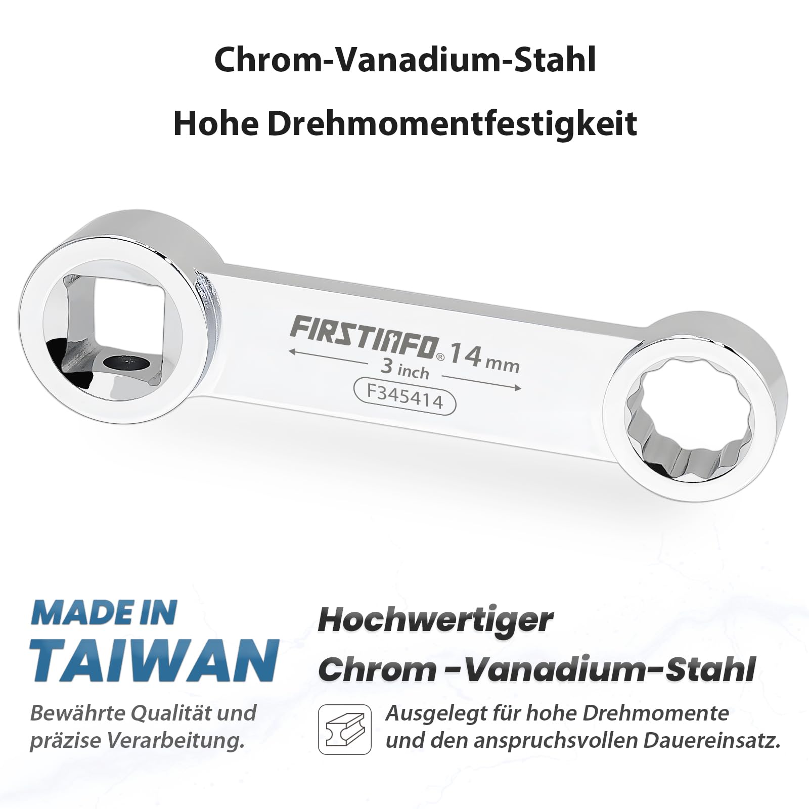 FIRSTINFO F3454 Drehmoment-Adapter-Set 1/2 Zoll Antrieb 12-Kant Stecknüsse 14–27 mm metrisch 10-teilig CR-V Stahl mit Aufbewahrungskoffer